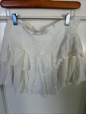 mahina White Smocked ruffle skirt